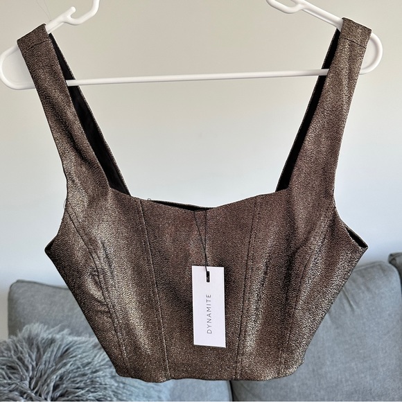 Dynamite Lurex Cropped Corset Top - Picture 5 of 9